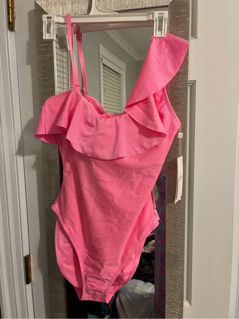 Lilly Pulitzer Hot Pink Ruffle One-Piece Swimsuit NWT size 10